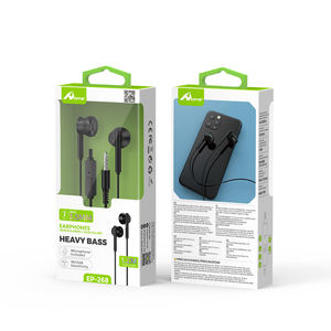 Auriculares y auriculares de música con cable negro de 1,2 M con conector de micrófono - Product Image 1