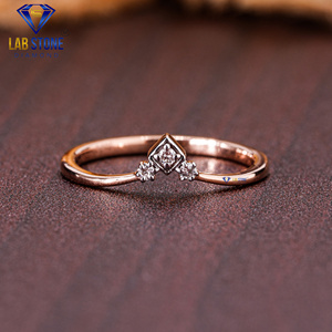 Lab-Stone Party Wear Bague en diamant 0.05 TDW Diamant taille ronde Or rose 18kt Couleur EF-VS - Product Image 1