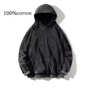 Streetwear personnalisé sweat à capuche surdimensionné avec impression bouffante lavée à la pierre dégradée sweats à capuche zippés avec délavage à l'acide pour hommes - Product Image 4