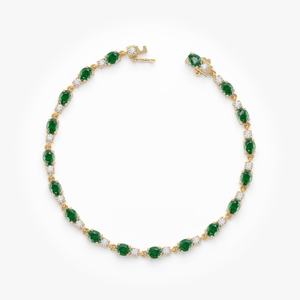 Bracelet de tennis émeraude, design classique et élégant, argent sterling 925 plaqué or 14 carats, fait main, pierre de naissance ovale, bijoux Ivy - Product Image 5