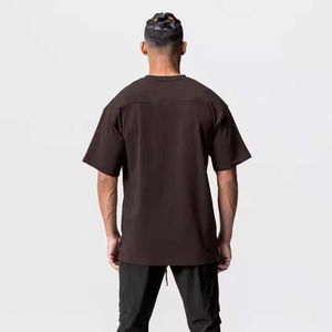 Camiseta personalizada de alta calidad para hombre, camiseta de talla grande con cuello simulado, 100% algodón, peso pesado, camiseta en blanco de lujo con hombros caídos para hombre - Product Image 4