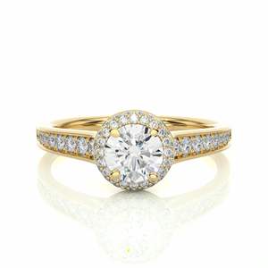 แหวนหมั้นเพชรทรงรัศมีคู่ชุดมีง่าม4ด้านทรงกลมตัดสำหรับผู้หญิง - Product Image 1