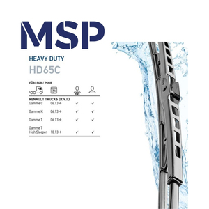 ใบปัดน้ำฝนสำหรับงานหนัก รุ่น 9XW184107262 - HD65C - ใบปัดน้ำฝนแบบมีขายึด - ขนาด 26 นิ้ว - 650 มม. - ด้านหน้า - อะไหล่และอุปกรณ์เสริมสำหรับรถบรรทุก - MSP - Product Image 6