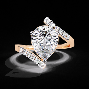 Anillo de Diamante Cultivado en Laboratorio con Certificación IGI de 2.50 Quilates, Corte Pera, con Banda de Oro Trenzada, Regalo de Compromiso - Product Image 3