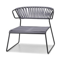 Fauteuil lounge d'extérieur/intérieur avec assise en corde nautique et structure en métal