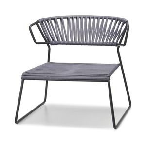 Outdoor/Indoor Lounge Armchair with Nautical Cord Seat and Metal Frame - Product Image 4