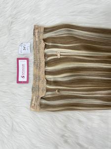 Prix usine mixte Piano couleur #6.2 + PLA01 Remy Extensions de cheveux qualité trame modèle cheveux Clip-In Halo droite vierge blanchi - Product Image 5