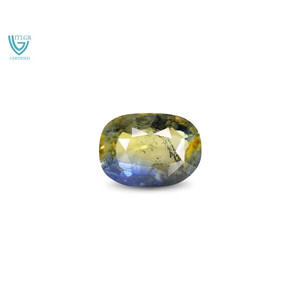 Saphir bicolore facetté (Pitambari) 5,71 carats, pierre précieuse naturelle non montée, taille coussin, ovale, marquise, étoile, 8 mm, traité thermiquement - Product Image 1