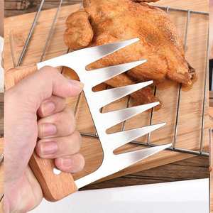 Séparateur de cuisine Pizza <span class=keywords><strong>Jambon</strong></span> Frais En Bois Serrure Ensemble BBQ Outil Poulet Cuit Griffes Déchiqueteur De Viande - Product Image 4