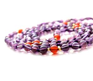 สร้อยคอลูกปัดหินอเมทิสต์108,เครื่องประดับคริสตัล Pulsera จักระสำหรับเล่นโยคะสร้อยข้อมือลูกปัดมาลาแฮนด์เมดสำหรับศิลปินชาวอินเดีย - Product Image 6