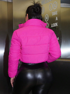 Blouson matelassé court avec cordon de serrage pour femmes, veste pour temps froid avec personnalisation complète sur les tendances - Product Image 4