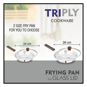 Poêle à frire Maxfresh Triply avec couvercle en verre Technologie de batterie de cuisine Triply Induction Respectueux de la rouille et durable Certifié ISO - Product Image 3
