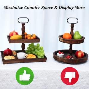 Plateau à plusieurs niveaux support décor de ferme deux plateaux plateau décoratif en bois pour la maison cuisine gâteaux Dessert - Product Image 4