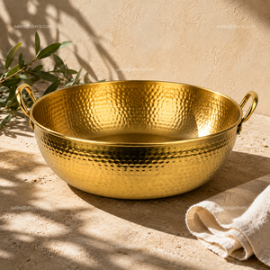 Bol de pédicure rond en cuivre doré, fait main, pour les salons de manucure, les centres de bien-être et les hôtels - Product Image 5