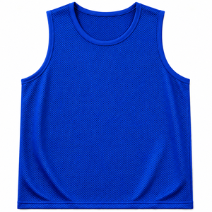 Blue Mesh Sleeveless Vest Crew Neck Breathable Sport Jersey Unisex Adult Regular Fit Solid Color All Seasons <b>Training</b> Gear - Product Image 1