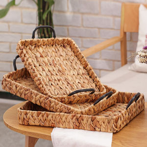 ตะกร้าเก็บของทําจากผักตบชวาพร้อมด้ามไม้ ศิลปะและงานฝีมือ บ้านและห้องครัว - Product Image 3