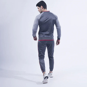 Venta al por mayor Fitness llegada hombres 100% algodón chándal conjunto hombres cremallera cuello falso chaqueta con pantalones para correr para la venta - Product Image 2