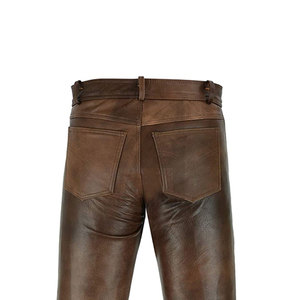 High Quality Breathable Lightweight <b>Leather</b> <b>Men's</b> Mid Straight Casual Eco-Friendly Dark Wash <b>Pants</b> Wholesale Design Your Own - Product Image 6