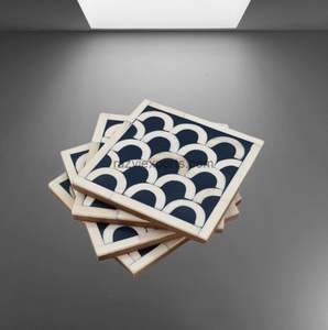 New Elegant Design Square Shaped Bone Inlay Tea Coaster Handmade Bone Inlay Coaster for Dinner <b>Table</b> <b>Decorative</b> <b>Accessories</b> - Product Image 4