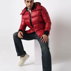 Men's New Arrival <b>Thin</b> Canvas <b>Puffer</b> <b>Jacket</b> Hooded Stand Collar High Street Style OEM Service Winter Warm Outdoor - Product Image 3