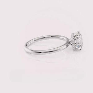 IGI Certified Round Cut Lab Grown Diamond Engagement-Wedding Ring with Hidden Halo in <b>Solid</b> 925 Sterling <b>Silver</b> - Product Image 3