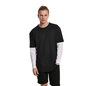 Camiseta de punto de gofres de gran tamaño personalizable para hombre, camiseta transpirable de doble capa de algodón 100%, ropa de calle de 220 gramos, Camiseta larga - Product Image 5