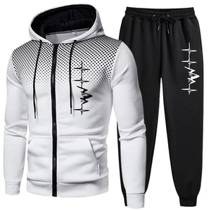 Survêtement fermeture éclair manteau haut sweats à capuche pantalons de survêtement hommes sweat Jogging 100% coton haute qualité en plein air automne hiver Offres Spéciales - Product Image 2