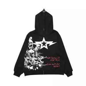 Sweat-shirts à capuche personnalisés avec fermeture éclair intégrale, impression en relief, fermeture éclair de luxe, sweat-shirt 500 g/m² pour hommes - Product Image 1