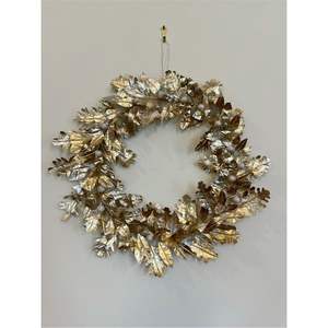 Nordic Style Handmade Metal Art Wall <b>Wreath</b> Metallic Bronze Gold Leaf Floral <b>Ring</b> for Hotel Lobby Office Living Room Wall Decor - Product Image 2