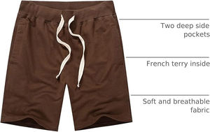 Shorts en laine pour hommes 100% coton uni écologique décontracté confort taille élastique léger durable à porter à l'intérieur - Product Image 5