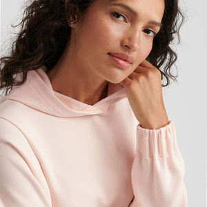 Sudadera con capucha rosa claro para mujer, de algodón suave jersey de lana, sudadera informal holgada de manga larga para Otoño e Invierno - Product Image 3