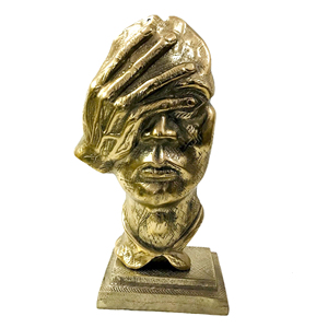 Sculpture en laiton Visage aux yeux fermés Décoration en bronze pour la décoration intérieure Objet décoratif Sculpture d'art Ornements R - Product Image 1