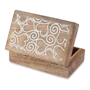 Boîte à bijoux en bois de qualité supérieure avec un design laser, aspect blanchi, pour bracelets, boucles d'oreilles, utilisation en magasin - Product Image 6