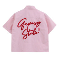 Camisa Oxford de Manga Corta con Botones, Estampado Personalizado y Bordado en 3D, Transpirable, Estilo Urbano, Alta Calidad, para Hombres Adultos