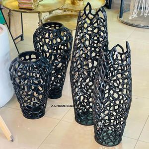 ชุดแจกันดอกไม้โลหะอลูมิเนียมสีดำมี4ชิ้นสำหรับตกแต่งงานแต่งงาน - Product Image 1