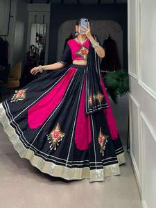 Lehenga Choli de Algodón Puro en Color Negro y Rosa, Diseño de Exportación India, Calidad Premium, Nuevas Llegadas - Product Image 6