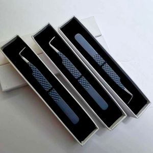 Pince à épiler pour extensions de cils GETUP BROSONS IMPEX, longue, à pointe lisse à 90 degrés, revêtement en poudre grise, acier inoxydable - Product Image 6