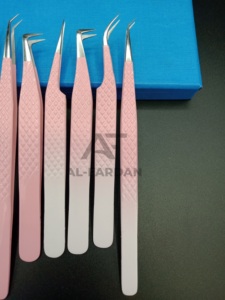 Meilleure vente pince à cils couleur ombrée en acier inoxydable japonais Diamond Grip Fine Pointed Volume Lash Baby Pink Top Seller - Product Image 4