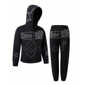 ชุดวิ่งน้ำหนักเบาสำหรับผู้ชายชุดวอร์มมีฮู้ดคอปกแบบสวมใส่สบายมีลายติดพลอยเทียมระบายอากาศได้ดีสำหรับฤดูหนาว - Product Image 1