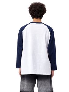 Suministro de fabricación de fábrica Camisetas raglán de dos tonos para hombres High Street Algodón Manga larga con patrón de estampado de características de secado rápido - Product Image 4