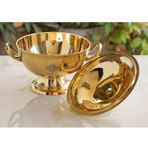 IndianArtVilla Pot design martelé en laiton pur avec finition antique-Vaisselle pour le stockage et le service - Product Image 3