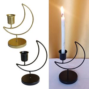 Classic Tall Handmade Gold-Plated Aluminium Wire <b>Tea</b> Light <b>Candle</b> Holder Stand Factory Wholesale Latest Moon Home Decoration - Product Image 1