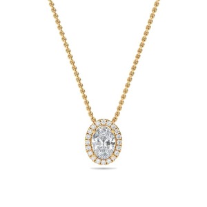 Colgante de Diamante de Corte Ovalado con Halo Simple, Diamante Cultivado en Laboratorio de 0.50 Ct en Platino, para Ocasiones Especiales y Fiestas - Product Image 1