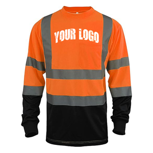 High Vis Heavy-duty ANSI Class 3 Reflective Safety Workwear Winter <b>T</b>-<b>shirts</b> LED <b>Flash</b> Waterproof Polyester Long/Short Sleeves - Product Image 4