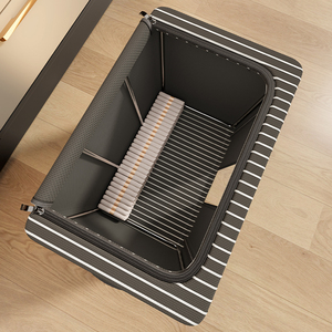 Sọc Vải Lưu Trữ <span class=keywords><strong>Box</strong></span> Với Khung Kim Loại Có Thể Gập Lại Linen Tủ Quần Áo Tổ Chức Và Quần Áo Lưu Trữ Thùng - Product Image 6