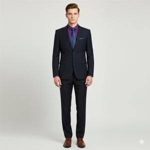 ชุดสูทแต่งงานสไตล์อิตาลีสำหรับผู้ชาย แบบกระดุมแถวเดียว ผ้าย้อมเส้นด้าย ทรงหน้าเรียบ ระบายอากาศได้ดี ชุดสูท 2 ชิ้น ทรงเข้ารูป สำหรับงานธุรกิจและงานเลี้ยง - Product Image 4