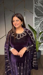 Latest Designer Maruti Fashion Heavy Viscose Velvet Women's Party/Wedding Wear Indian Pakistani Embroidery Sequence <b>Kurti</b> - Product Image 5