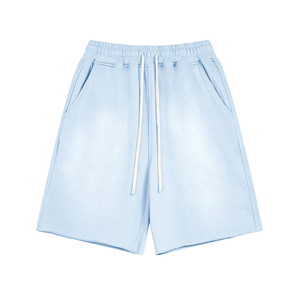 2024 haute qualité personnalisé hommes Vintage coton français éponge Sweat Shorts lavage à l'acide solide motif haute rue personnalisé fabricant - Product Image 1