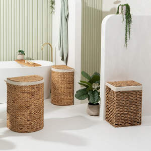 High Quality Rectangle Bamboo Woven Laundry Hamper Baskets Water Hyacinth Gift for Household <b>Storage</b> in Vietnam - Product Image 4