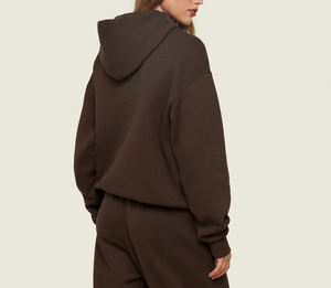 Sweats à capuche pour femmes tenue décontractée quotidienne coupe ample épaules tombantes couleur unie imprimé personnalisé sweat à capuche pour femmes - Product Image 4